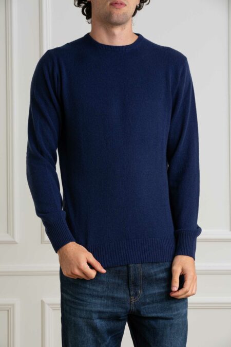 CUSTOMER LOVERS-MAGLIA GIRO  100% CASHMERE F7 LIGHT-PRI67975D BLU XXL