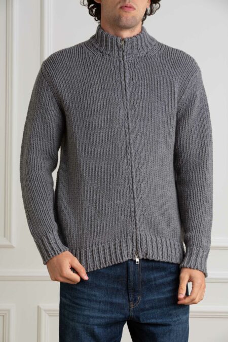 CUSTOMER LOVERS-MAGLIA FULL ZIP  100% CASHMERE FATTA A MANO-PRI67995U GRIGIO XL