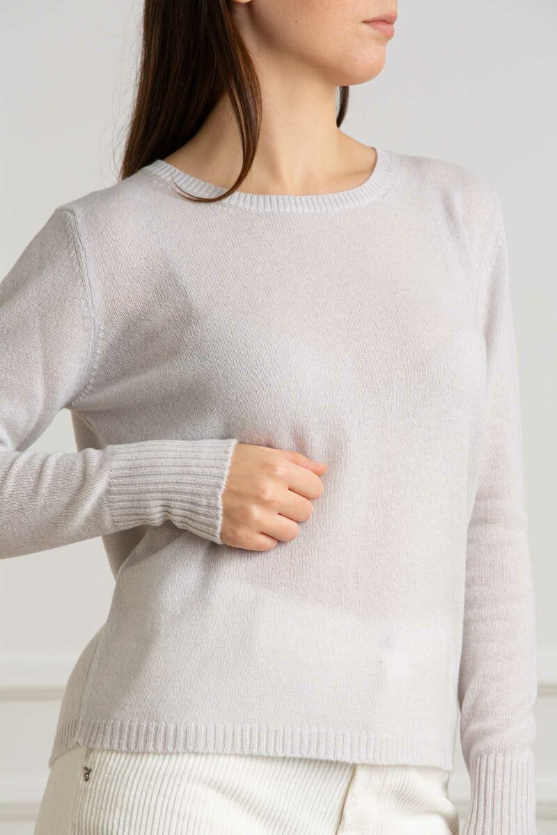 MATHILDE-MAGLIA 100% CASHMERE GIRO MOD. SCATOLA-PRI83969A PERLA 44