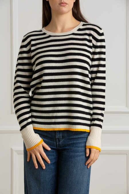 MATHILDE-MAGLIA 100% CASHMERE GIRO RIGA 3 COLORI-PRI83975A NERO 44