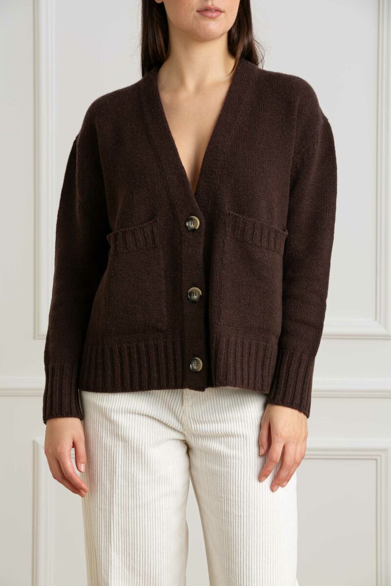 MATHILDE-CARDIGAN 100% CASHMERE OVER TASCONE-PRI83998A MORO 42