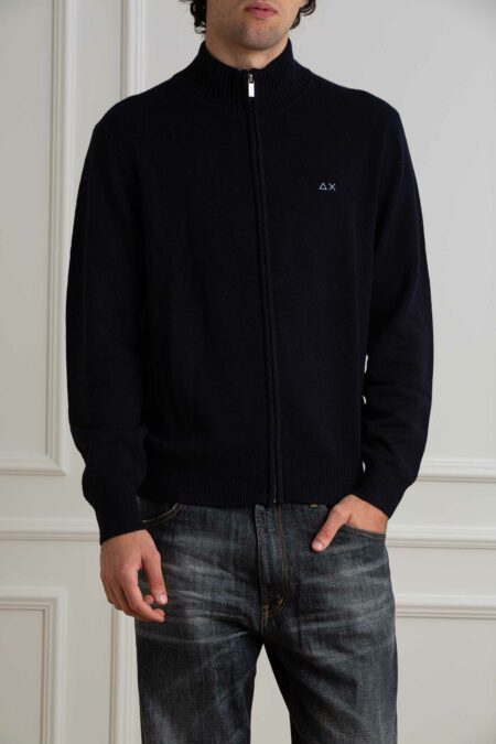 SUN68-MAGLIA FUL ZIP-SNK44114 NAVY XXL