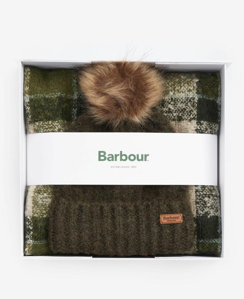 BARBOUR-SET SCIARPA E CUFFIA PONPON-BBLGS0077LGS LODEN TU