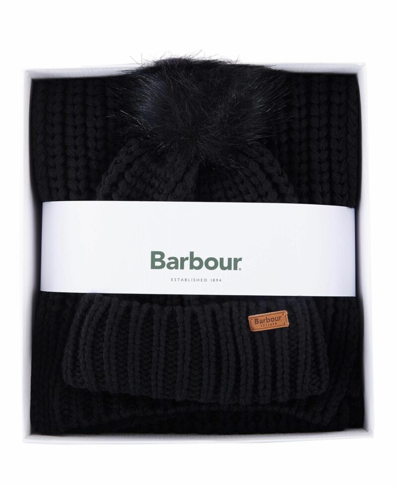 BARBOUR-SET SALTBURN BEANIE & SCARF-BBLGS0023 BLACK TU