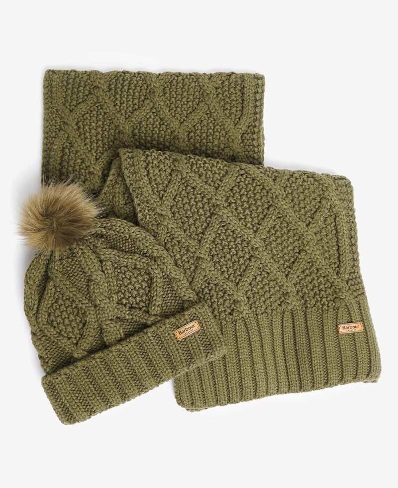 BARBOUR-SET RIDLEY BEANIE & SCARF-BBLGS0075 OLIVE TU