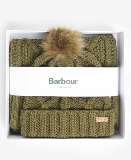 BARBOUR-SET RIDLEY BEANIE & SCARF-BBLGS0075 OLIVE TU