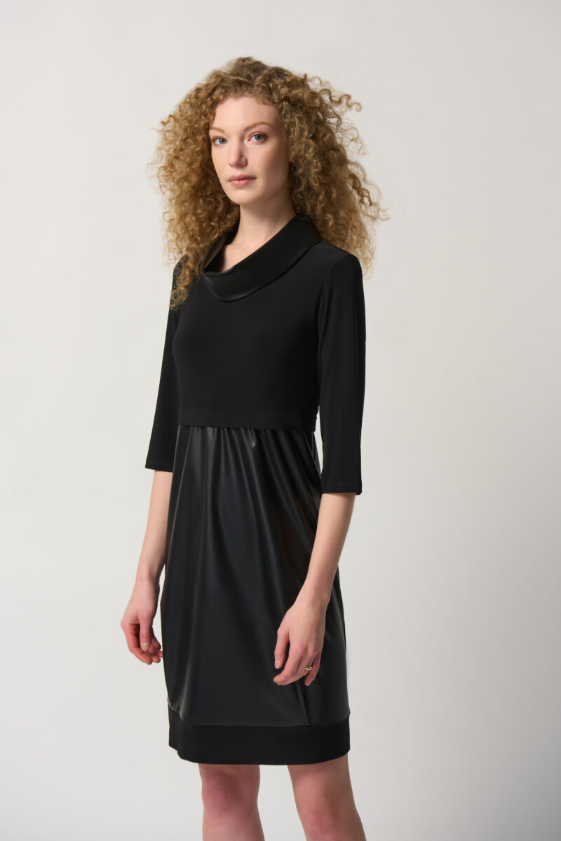 JOSEPH RIBKOFF-ABITO IN MAGLIA E PELLE SINTETICA-JOS233091 BLACK 42