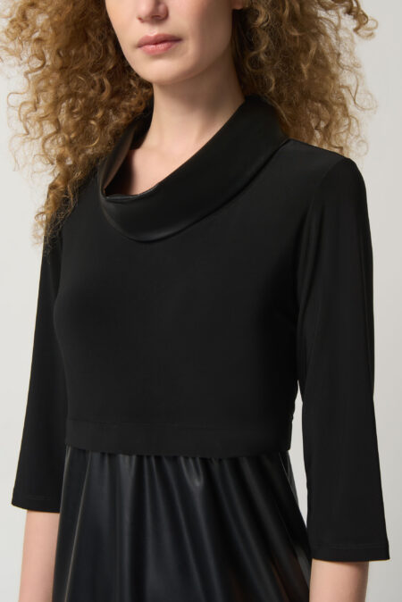 JOSEPH RIBKOFF-ABITO IN MAGLIA E PELLE SINTETICA-JOS233091 BLACK 42