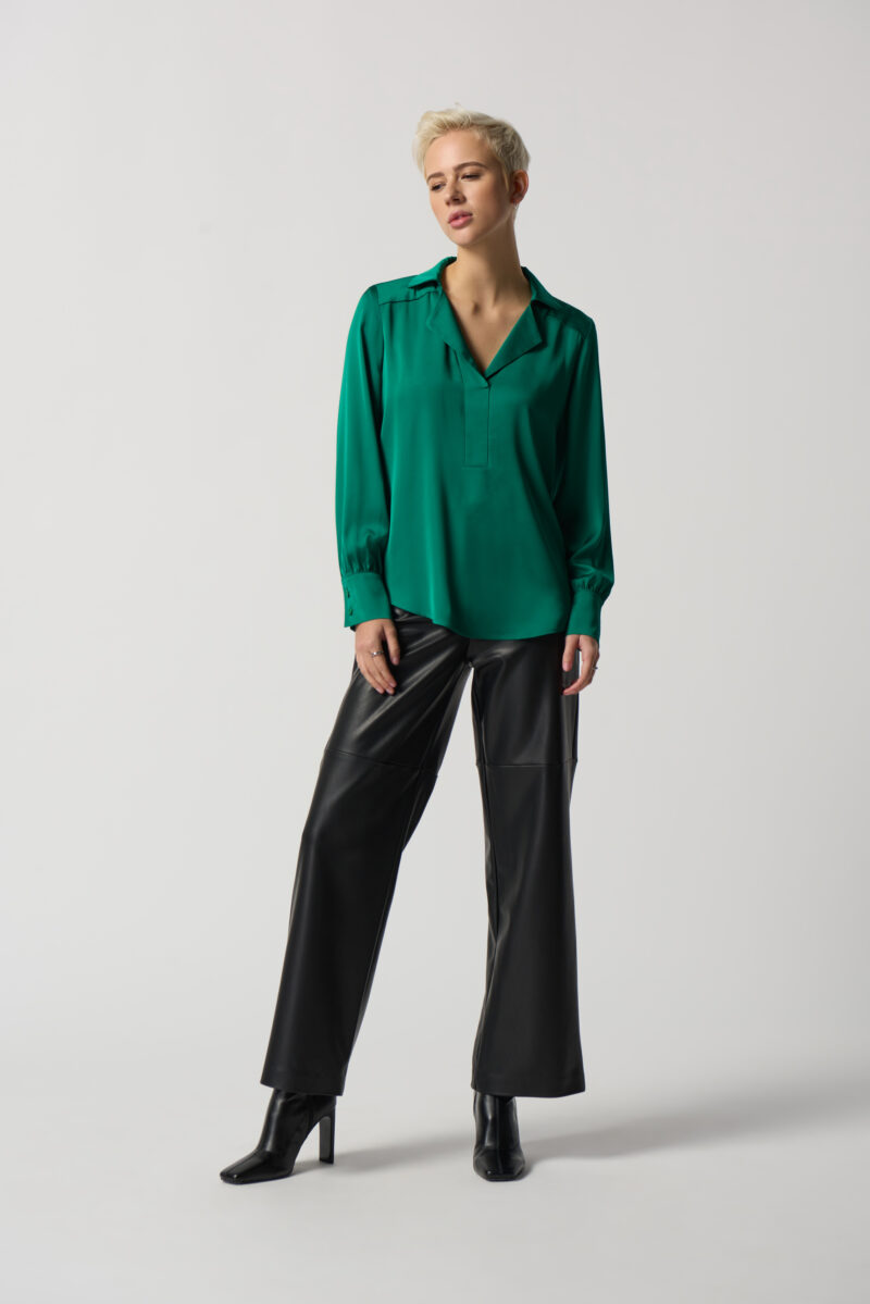 JOSEPH RIBKOFF-BLUSA IN RASO CON COLLO DENTELLATO-JOS233135 VERDE 46