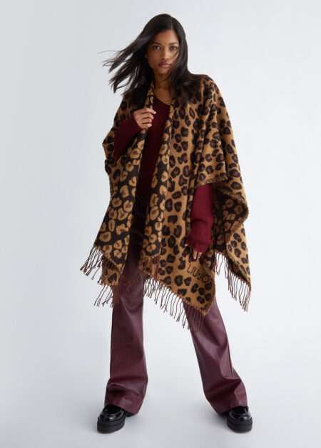 LIU JO-PONCHO JACQUARD-LJ2F3071T0300 ANIMALIER TU