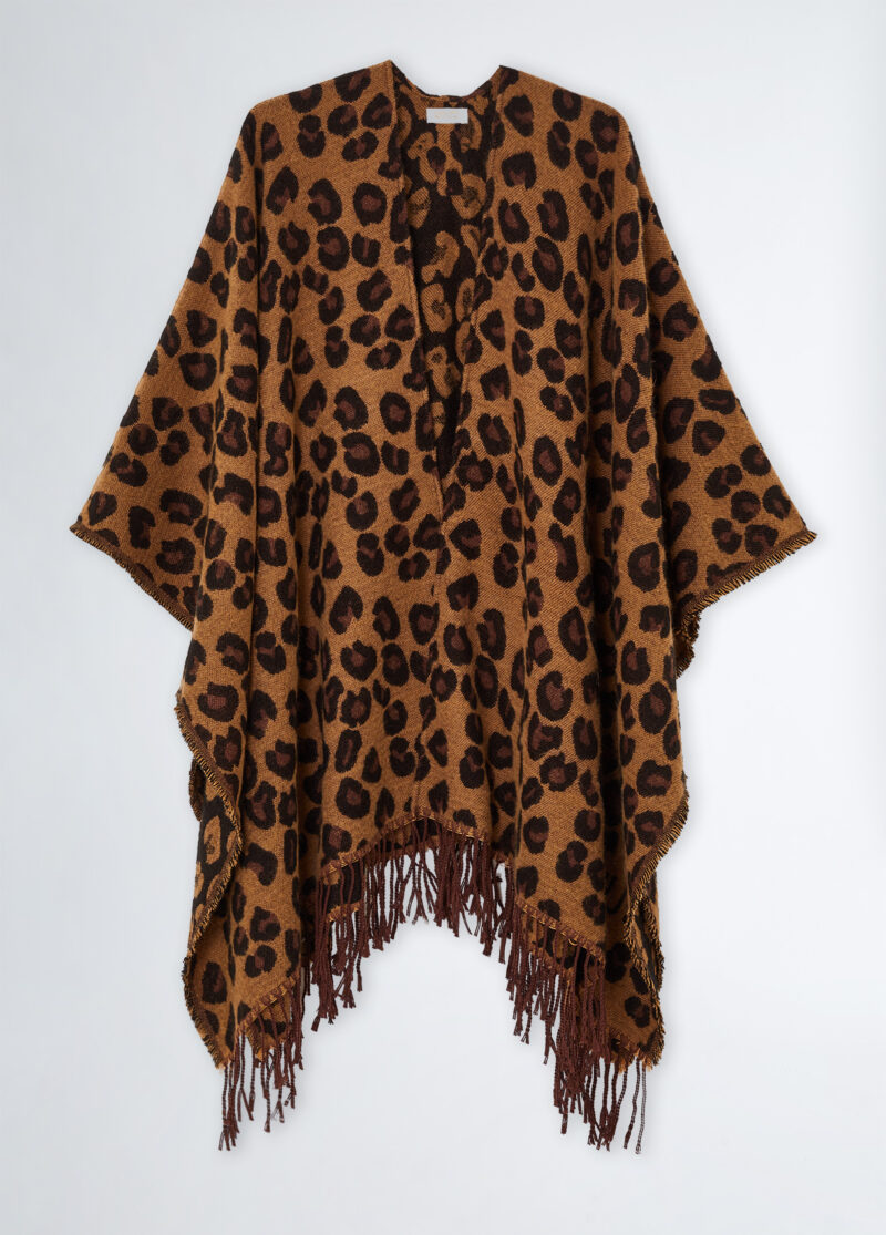 LIU JO-PONCHO JACQUARD-LJ2F3071T0300 ANIMALIER TU