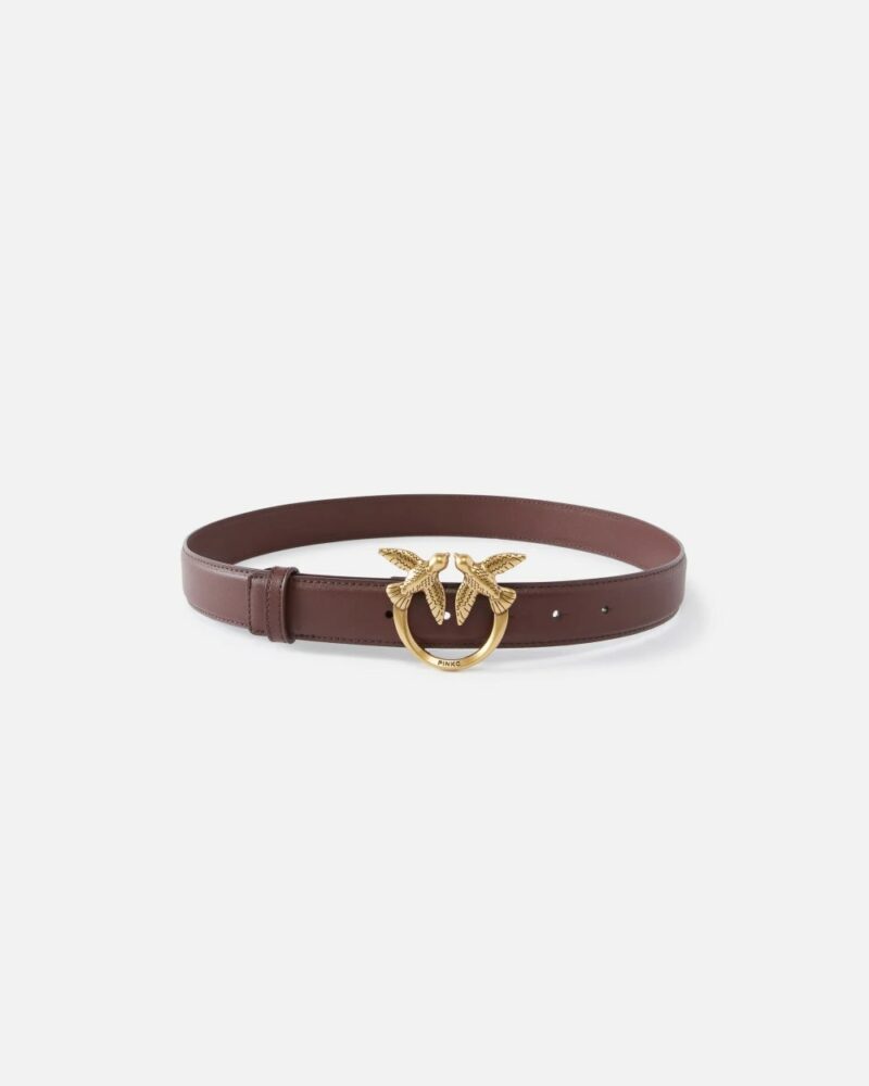 PINKO-CINTURA LOVE BERRY H3 BELT VITELLO-PK100125A0F1A4 CIOCCOLATO XS