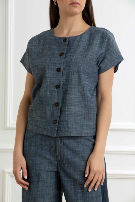 ALESSIA SANTI-CAMICIA GIROCOLLO M/M-AS511SD45021 BLU 44