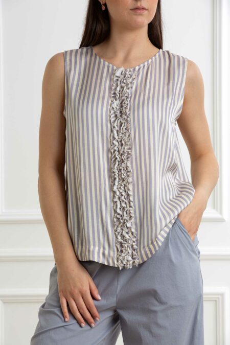 ALESSIA SANTI-BLUSA SMANICATA CON ROUCHES-AS511SD45070 RIGHE 44