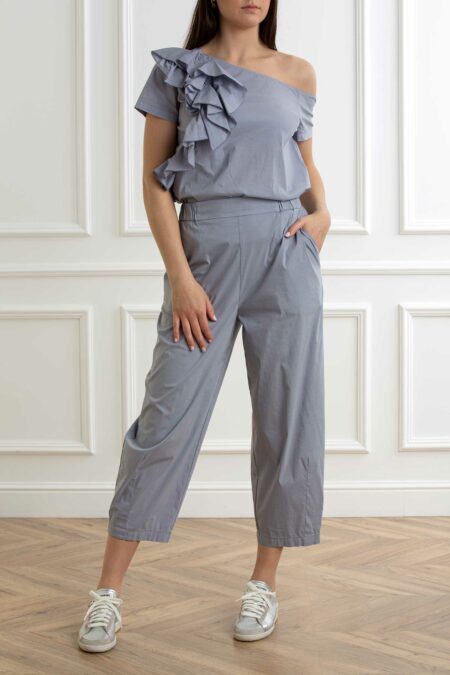 ALESSIA SANTI-BLUSA CON ROUCHES SULLA SPALLA-AS511SD45073 GRIGIO 44