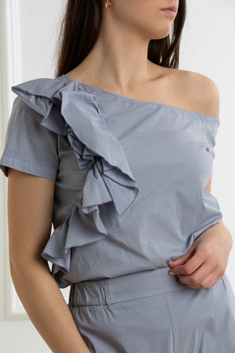 ALESSIA SANTI-BLUSA CON ROUCHES SULLA SPALLA-AS511SD45073 GRIGIO 44