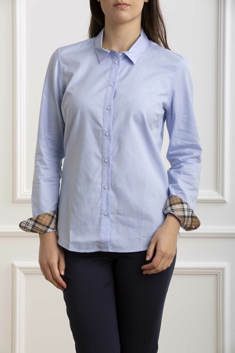 BARBOUR-CAMICIA DONNA DERWENT-BBLSH1409LSHP4 AZZURRO 38