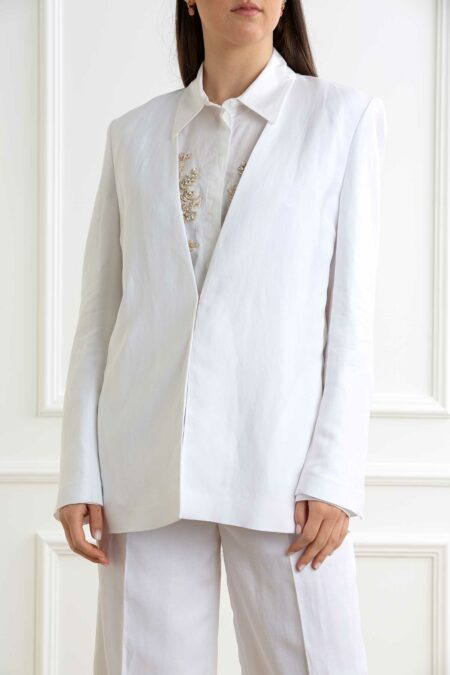 BLUGIRL-GIACCA OVER VISCOSA/LINO-BGRA5158T8823 CHALK 40