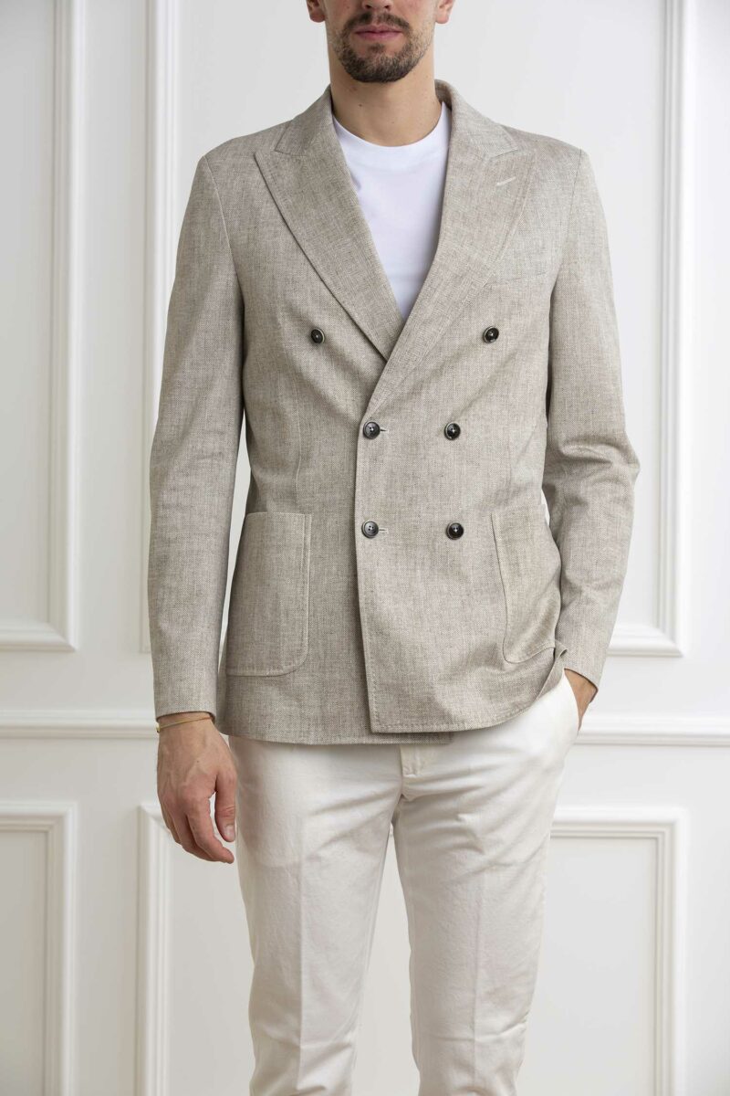 CIRCOLO 1901-GIACCA D.PETTO PIQUET MERC-CICN4338 NATURALE 52
