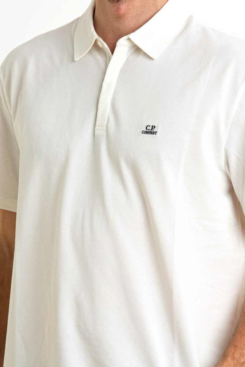 CP COMPANY-POLO STRETCH PIQUET LOGO-CP18CMPL165A005263W WHITE XXL