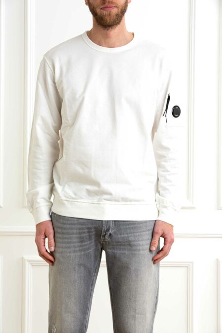 CP COMPANY-MAGLIA LIGHT FLEECE CREW NECK SWEATSHIRT-CP18CMSS019A002246G WHITE XL
