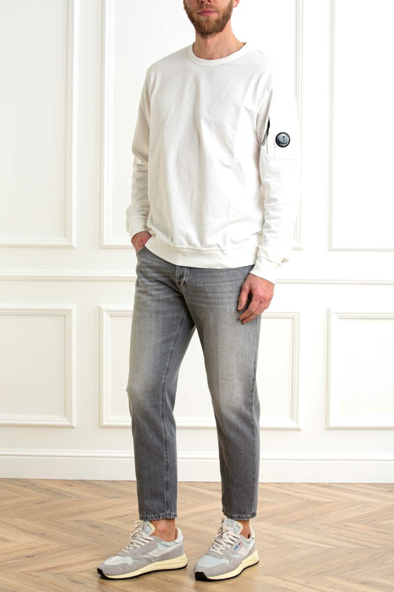 CP COMPANY-MAGLIA LIGHT FLEECE CREW NECK SWEATSHIRT-CP18CMSS019A002246G WHITE XL