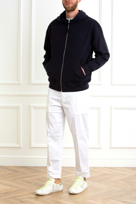 CP COMPANY-GIUBBINO DIAGONAL RAISED FLEECE FULL ZIP LOGO SWEATSHIRT-CP18CMSS044A005086W ECLIPSE XL