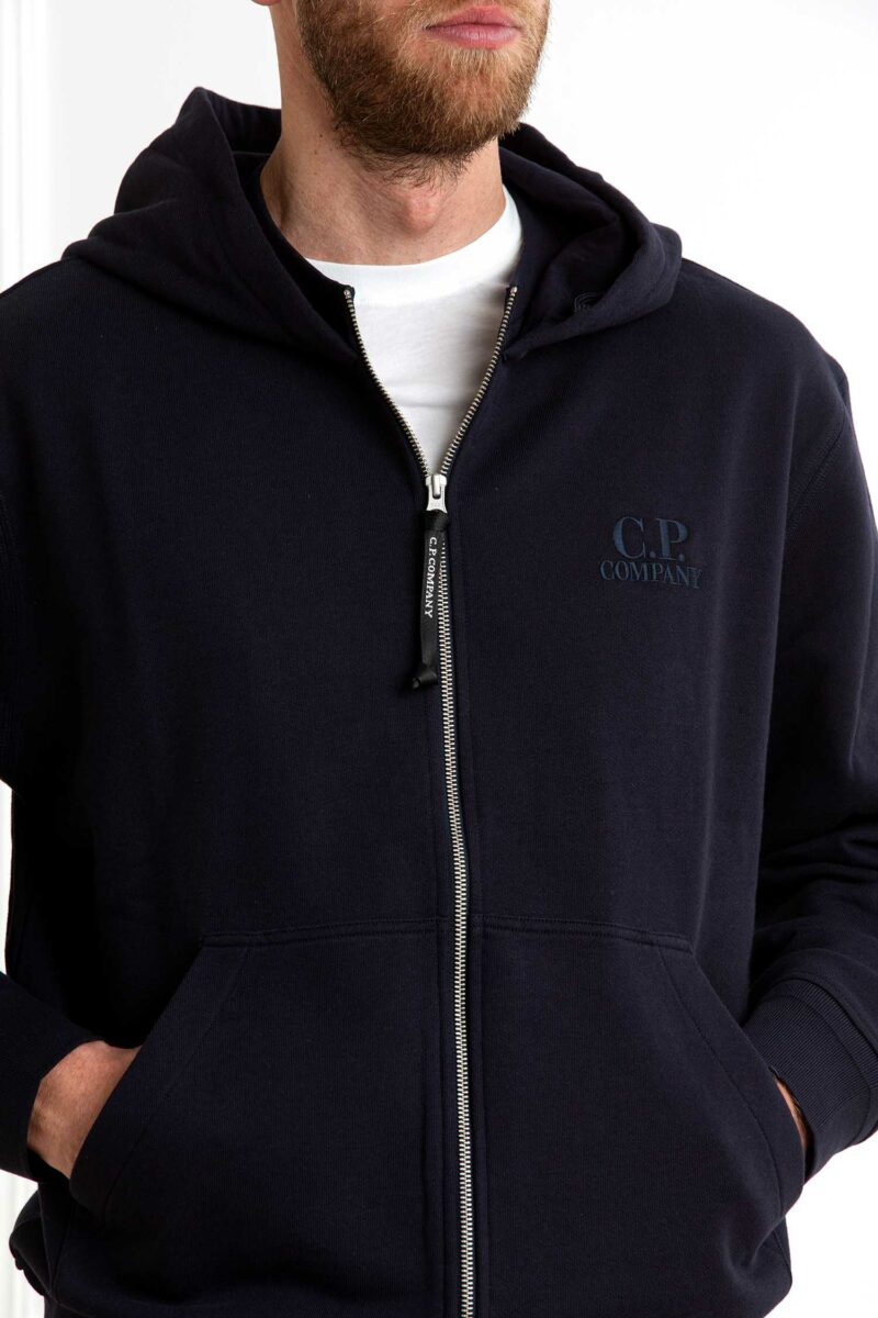 CP COMPANY-GIUBBINO DIAGONAL RAISED FLEECE FULL ZIP LOGO SWEATSHIRT-CP18CMSS044A005086W ECLIPSE XL