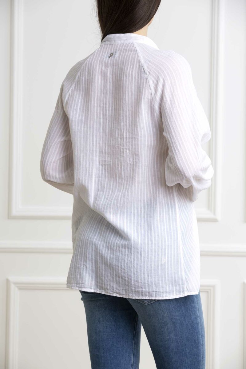 DONDUP-CAMICIA DONNA RIGATA-DDDC370EF0145 BIANCO 42