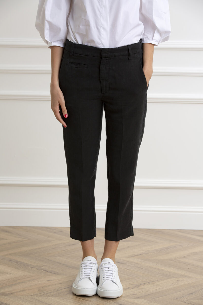 DONDUP-PANT.DONNA ARIEL M/LINO-DDDP475LF0030 NERO 44