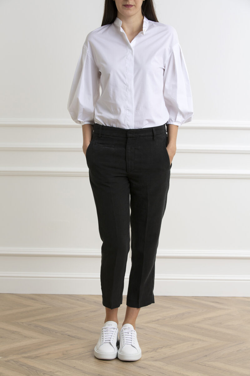 DONDUP-PANT.DONNA ARIEL M/LINO-DDDP475LF0030 NERO 44