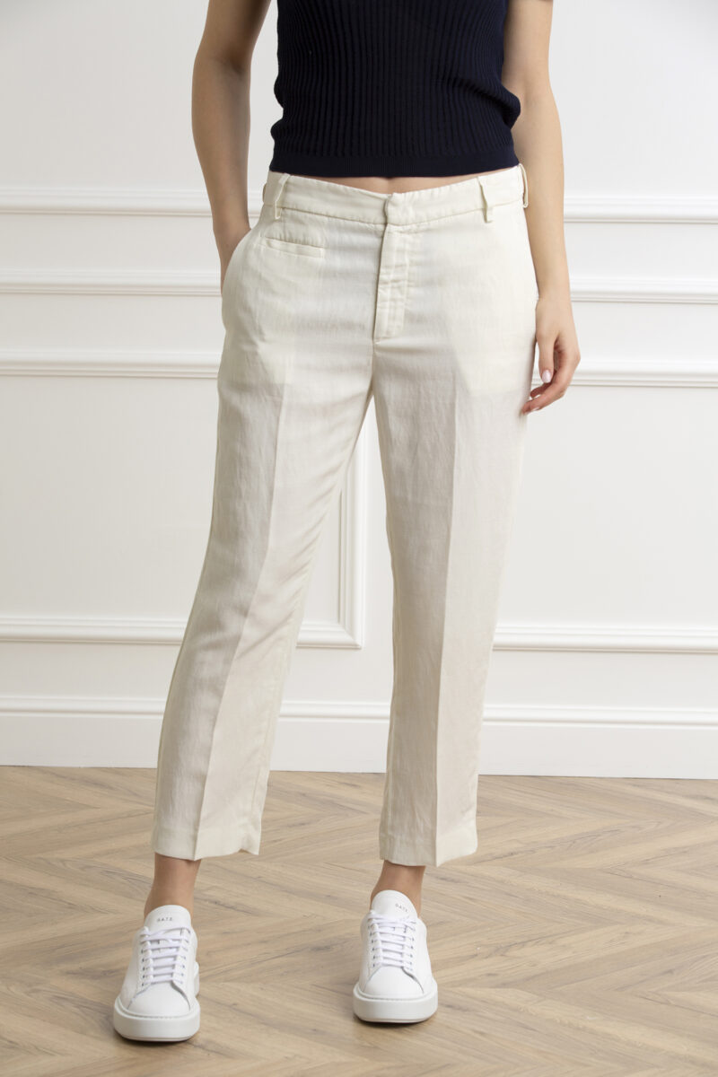 DONDUP-PANT.DONNA ARIEL M/LINO-DDDP475LF0030 PANNA 42