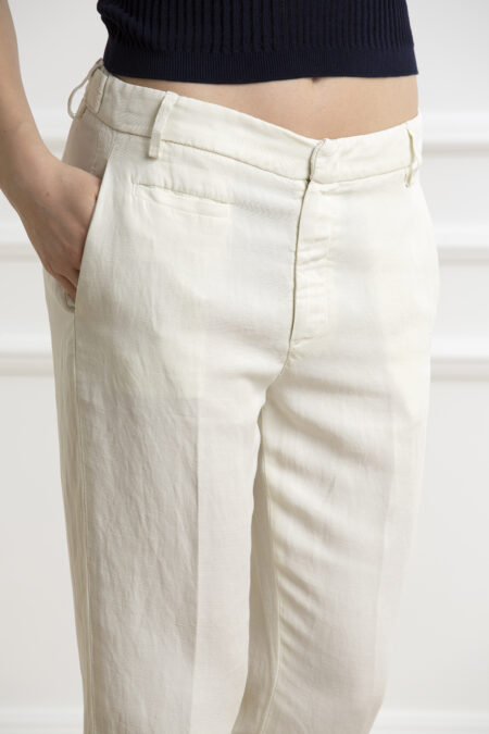 DONDUP-PANT.DONNA ARIEL M/LINO-DDDP475LF0030 PANNA 42