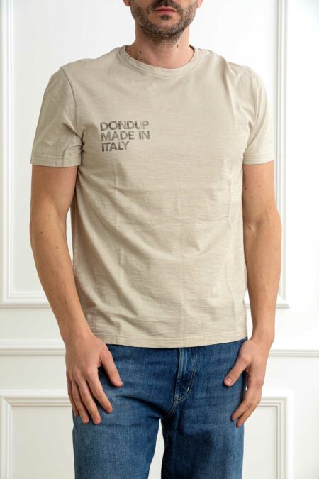 DONDUP-T-SHIRT FIAMMATA CON SCRITTA-DDUS198JF0195UIT3 BEIGE XL