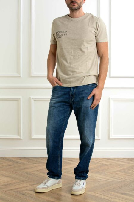 DONDUP-T-SHIRT FIAMMATA CON SCRITTA-DDUS198JF0195UIT3 BEIGE XL