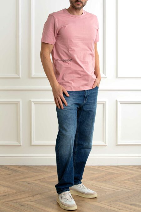 DONDUP-T-SHIRT COTONE STRETCH-DDUS198JF0309UIU2 ROSA XL