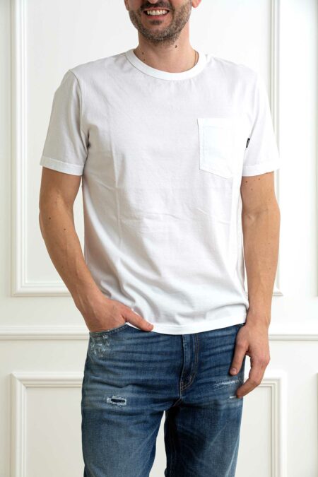 DONDUP-T-SHIRT CON TASCHINO-DDUS340JF0335U BIANCA XL
