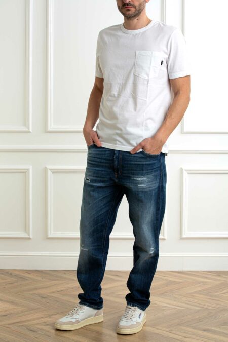 DONDUP-T-SHIRT CON TASCHINO-DDUS340JF0335U BIANCA XL