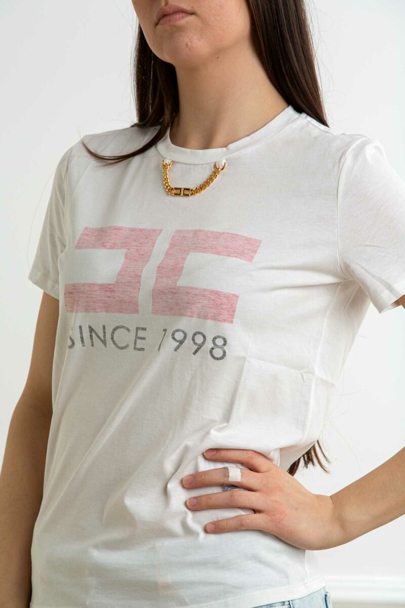 ELISABETTA FRANCHI-T-SHIRT LOGO-EFMA03351E2 GESSO 46