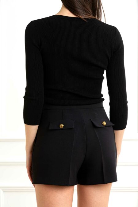 ELISABETTA FRANCHI-MAGLIA TRICOT SCOLLO V-EFMK62B51E2 NERO 44