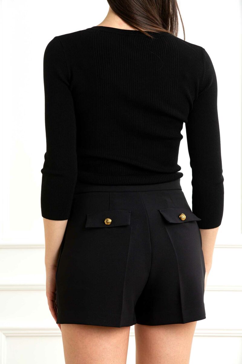 ELISABETTA FRANCHI-MAGLIA TRICOT SCOLLO V-EFMK62B51E2 NERO 44