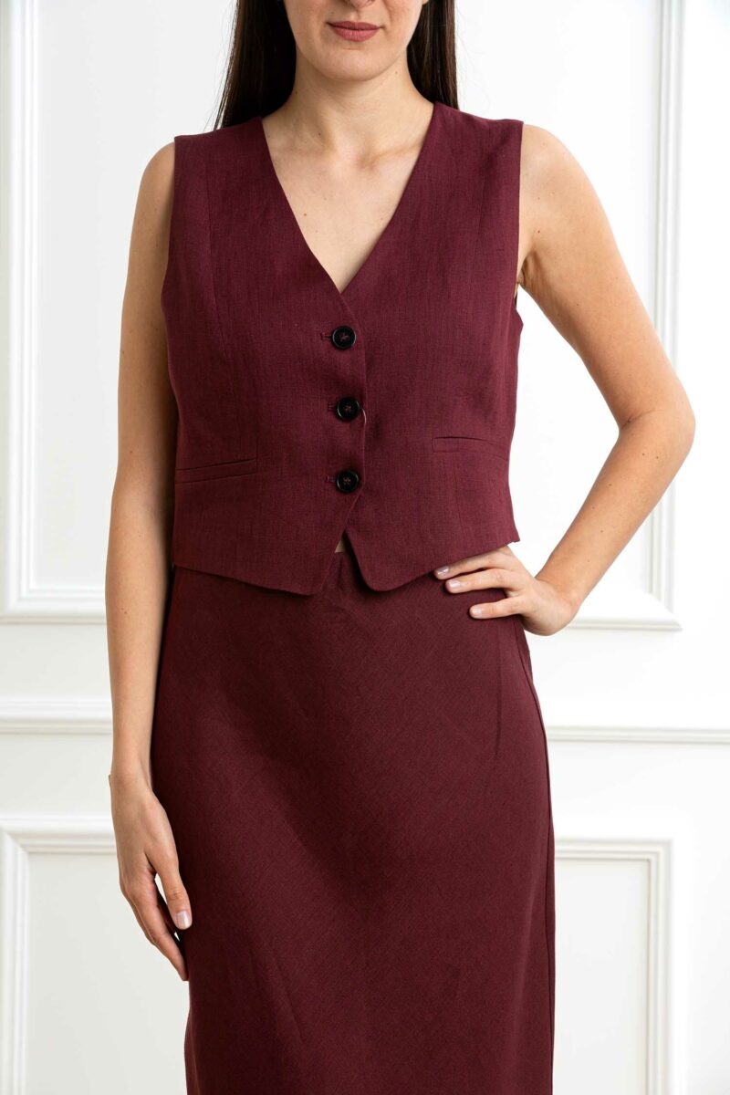 EMME MARELLA-GILET-EMANEMONE BORDEAUX 46