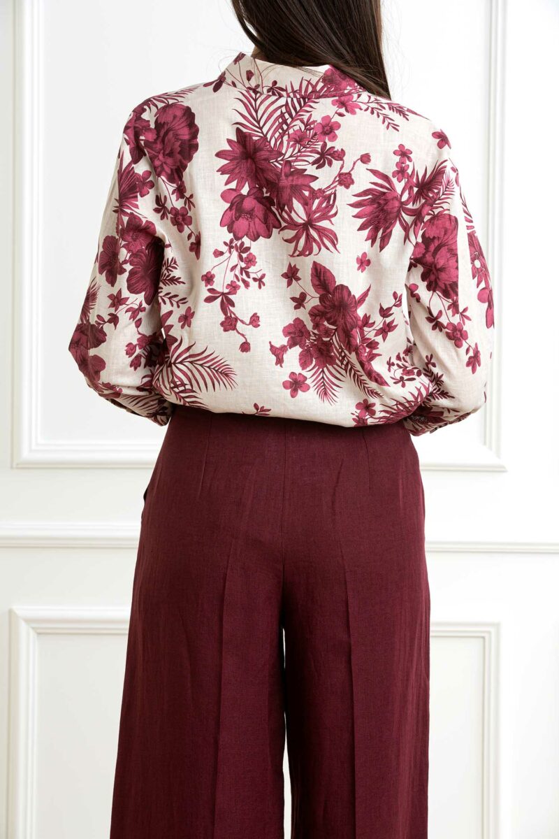 EMME MARELLA-CAMICIA LINO STAMPATA-EMBOBOLI BORDEAUX 44