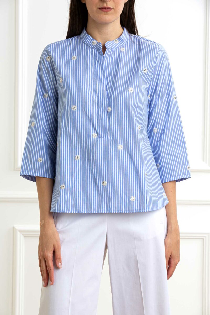 EMME MARELLA-CAMICIA COREANA-EMBRUSSON1 AZZURRO 44