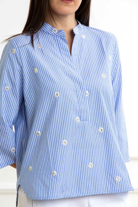 EMME MARELLA-CAMICIA COREANA-EMBRUSSON1 AZZURRO 44