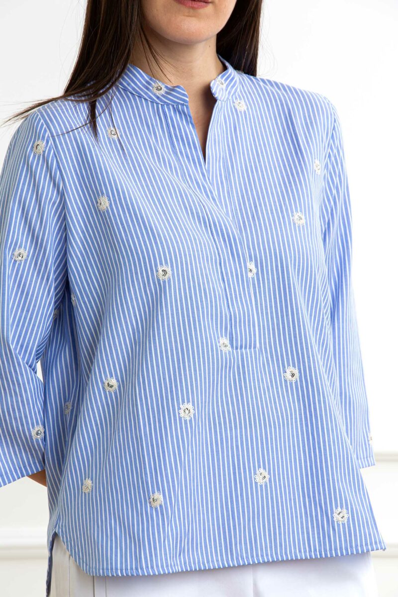 EMME MARELLA-CAMICIA COREANA-EMBRUSSON1 AZZURRO 44