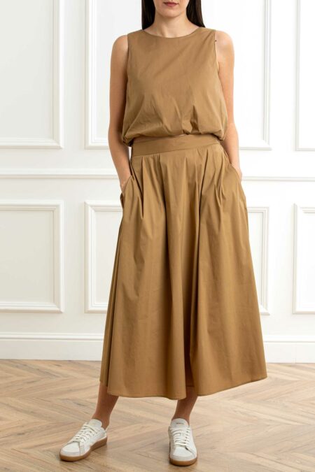 EMME MARELLA-TOP IN COTONE-EMCHIATTA CAMMELLO 44