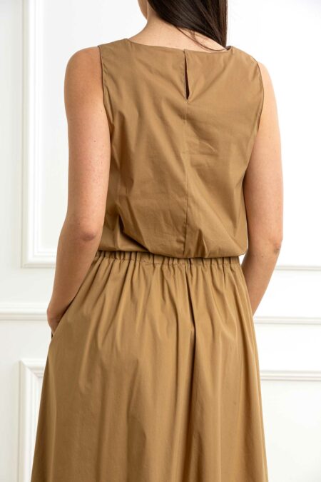 EMME MARELLA-TOP IN COTONE-EMCHIATTA CAMMELLO 44