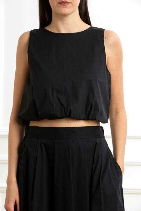 EMME MARELLA-TOP IN COTONE-EMCHIATTA NERO 44