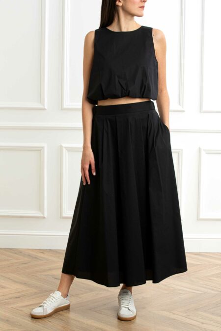 EMME MARELLA-TOP IN COTONE-EMCHIATTA NERO 44